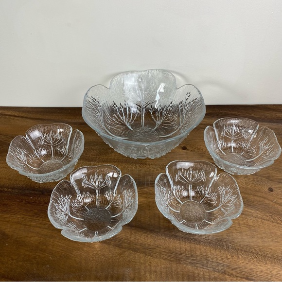Dansk Floriform Glass Cow Parsley Salad Bowl Set, Mantasala Finland - Picture 4 of 12